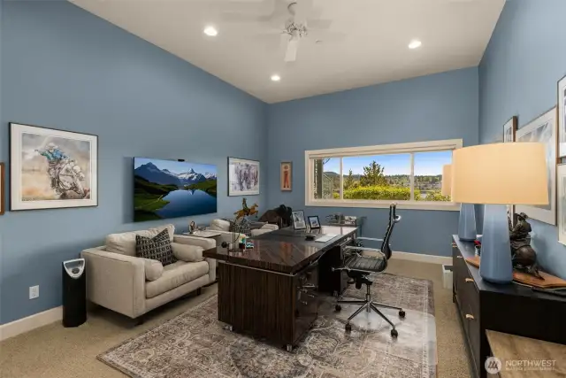 Large #4 bedroom with view of Lake Washington and mountains.