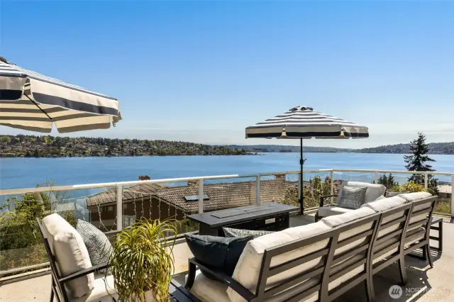 View of Lake Washington and Mt. Rainier from wrap- around deck.
