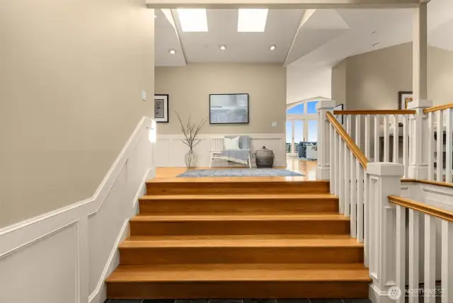 Foyer with skylights