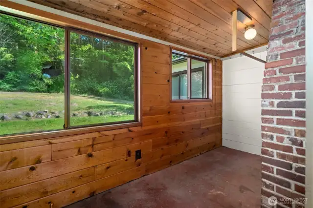 Enclosed porch entryway.