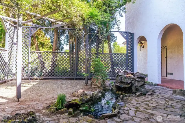Enjoy the tranquil koi pond in the courtyard!
