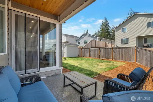Private backyard covered patio