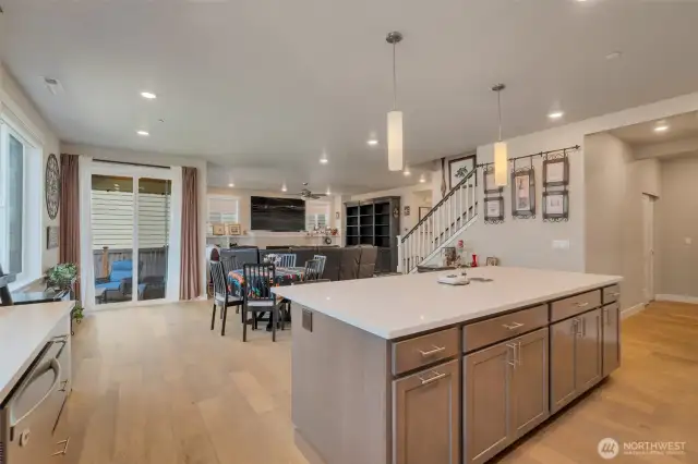Open to dining and living room