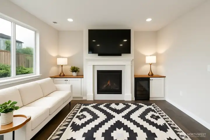Spacious living room on the main level (Virtually staged)