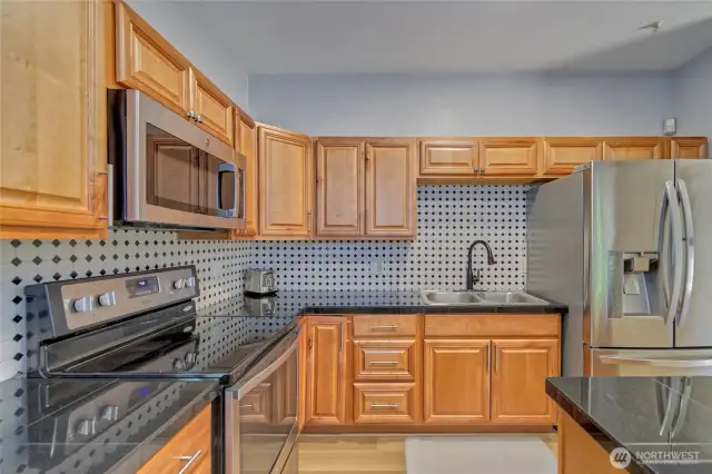 ADU Kitchen with granite counters and center island