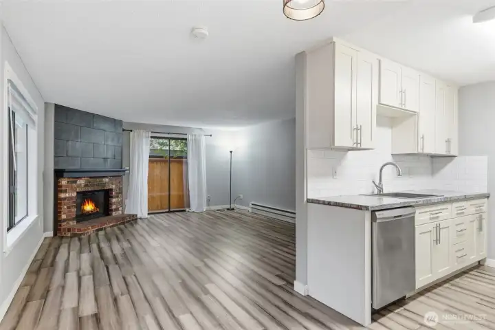 The kitchen and dining space flow into the main living area.