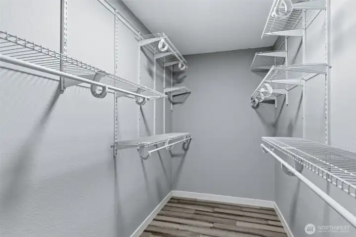 So much storage in this spacious walk in closet!