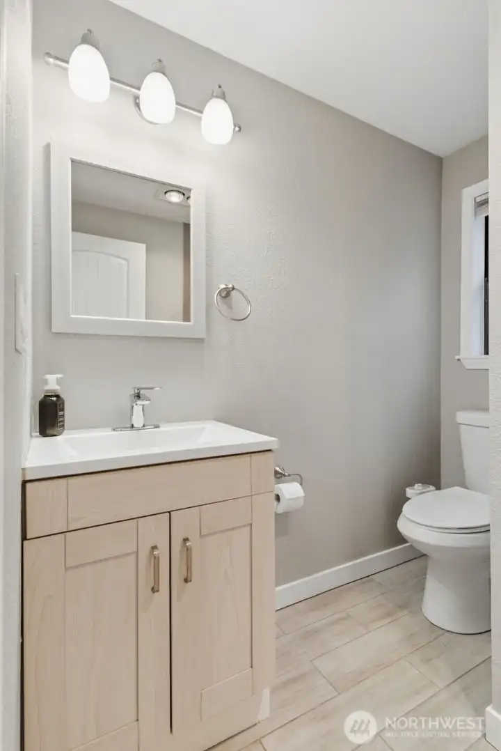 Wonderful finishes are found in the 3/4 bathroom.