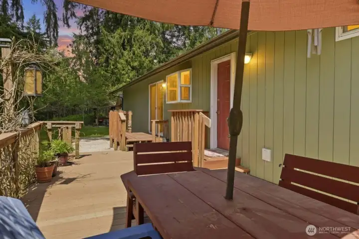 Rear Deck & Patio at Twilight