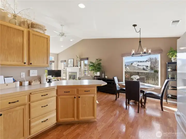 Kitchen with peninsula bar seating and functional layout for entertaining