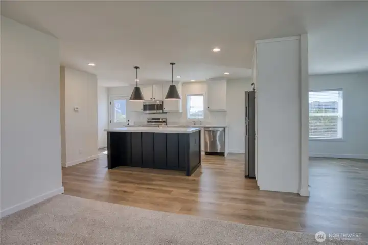 Kitchen island with seating.