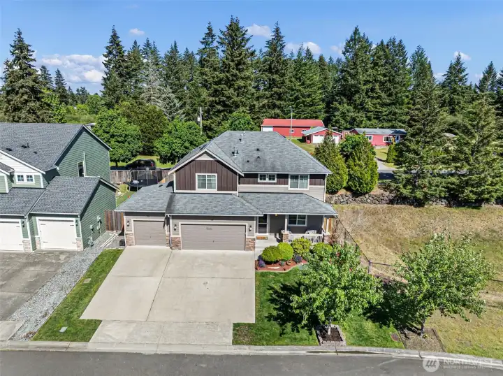 Aerial view of home.