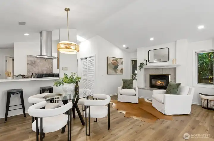 There's another seating area by the gas fireplace.