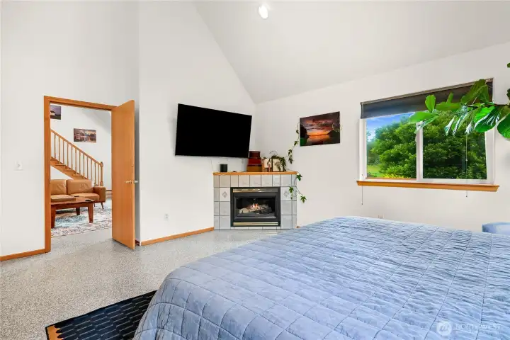 Fireplace in primary bedroom