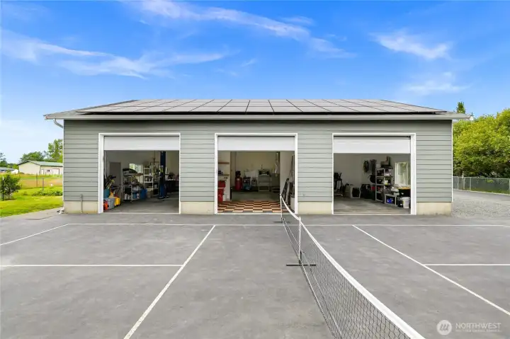 Full sized pickleball court is fully lit