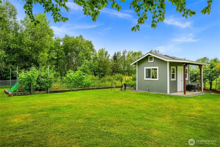 Potting shed and large vegetable garden