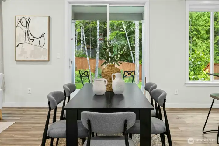 The dining area can fit a large table for entertaining. The dining area can fit a large table for entertaining.