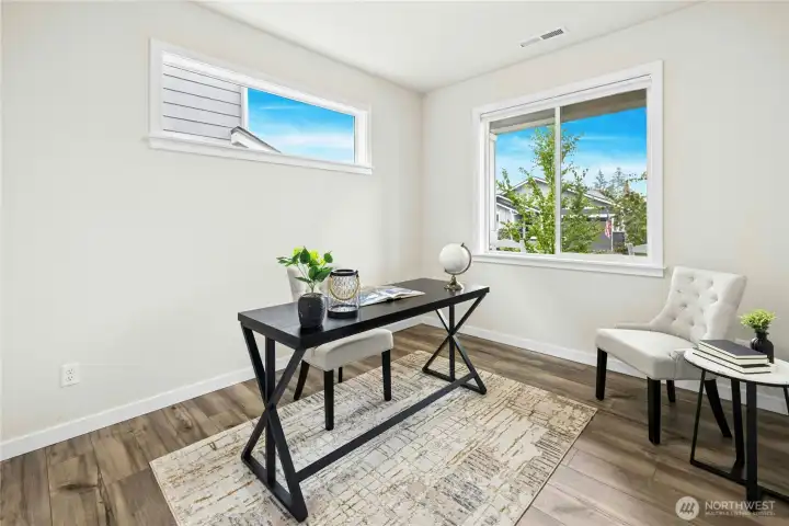The main floor bedroom can be used as a den or office. The main floor bedroom can be used as a den or office.