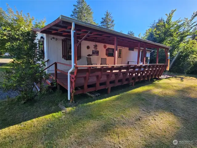 Back porch enjoys privacy and seclusion.