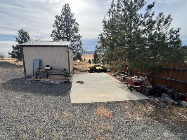 Shed and RV pad.