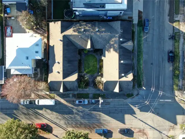 Overhead aerial view.