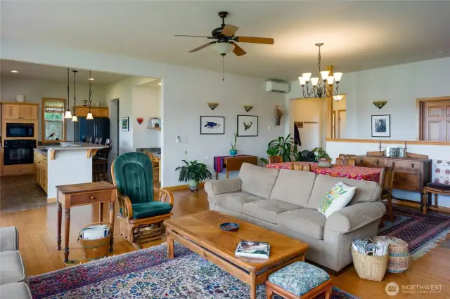 Kitchen with island seating, ample storage, Jenn-Air range