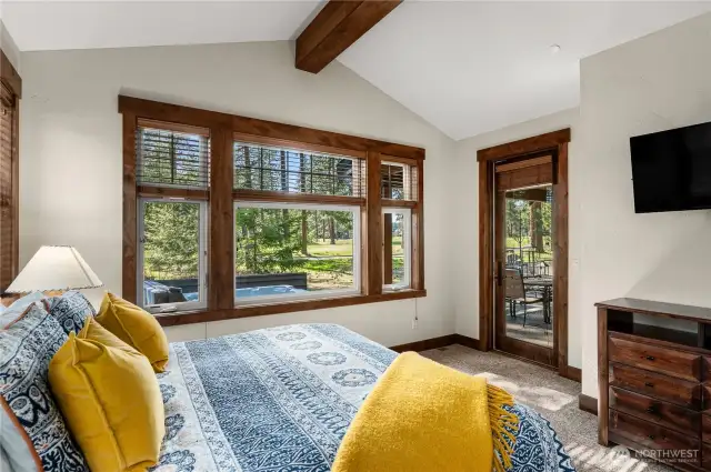 Private walk-out door to back patio and hot tub!