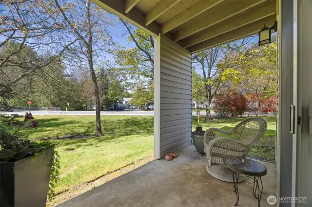 Secluded outdoor patio located off the dining area