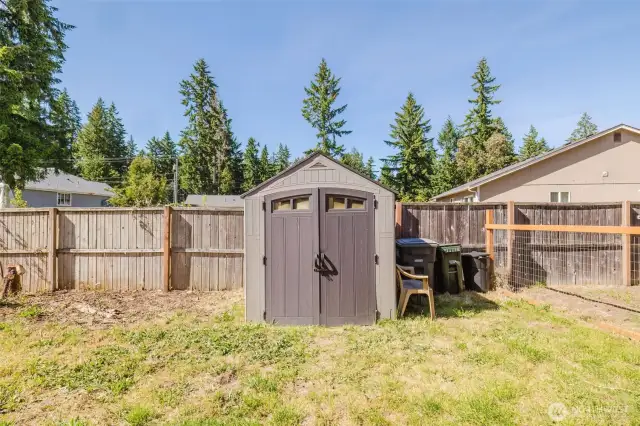 Extra storage shed in the back yard.
