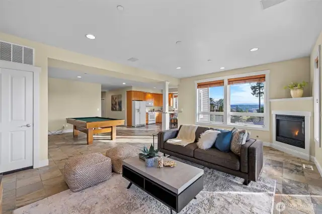 Lower level rec room for play or living