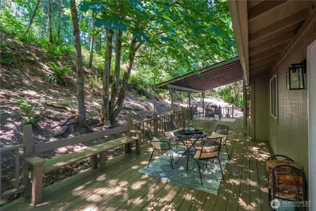 Private back deck and green belt
