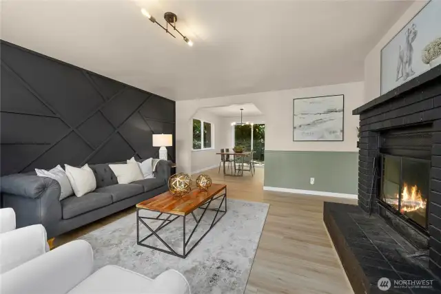 Living Room with fireplace - easy to dining room