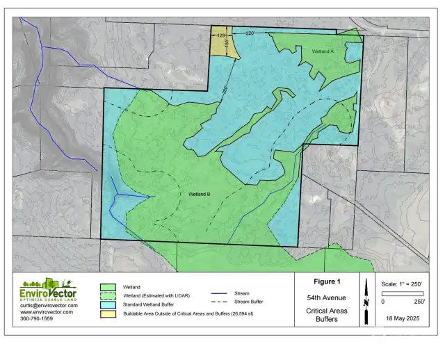 Wetland Feasibilty showing proposed building area in yellow.