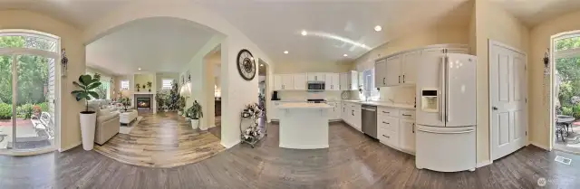 Kitchen and family room view