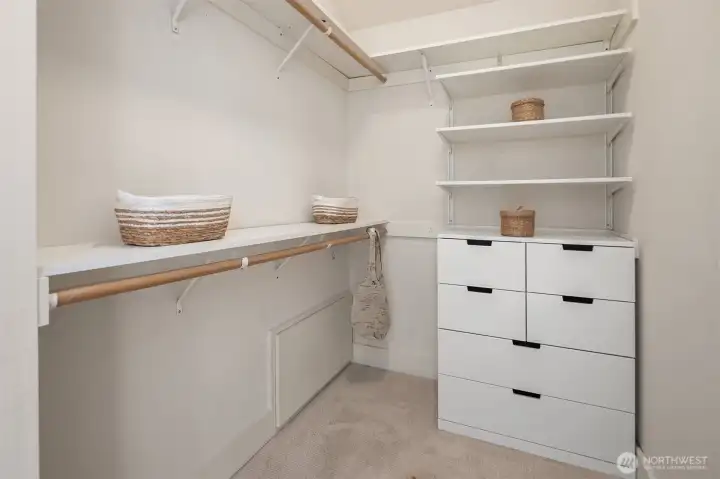 Primary suite walk in closet.