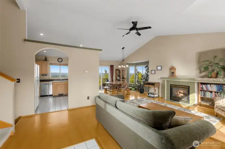 Bright and airy interior featuring an abundance of windows that fill the open floor plan with natural light. Westerly panoramic views!