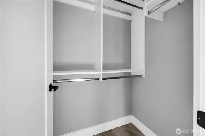 Master bed with walk in closet