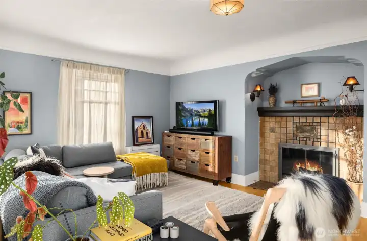 Warmth and character abound; enjoy cozy winter nights by the classic wood-burning fireplace