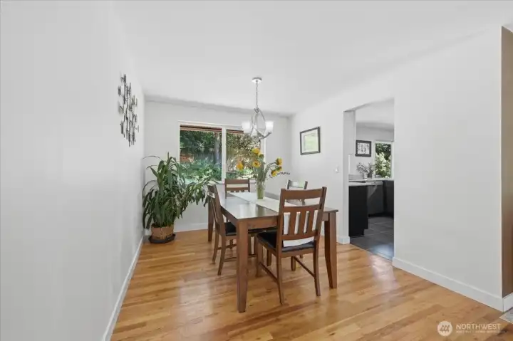 Large dining room steps from living room and kitchen make entertaining seamless.