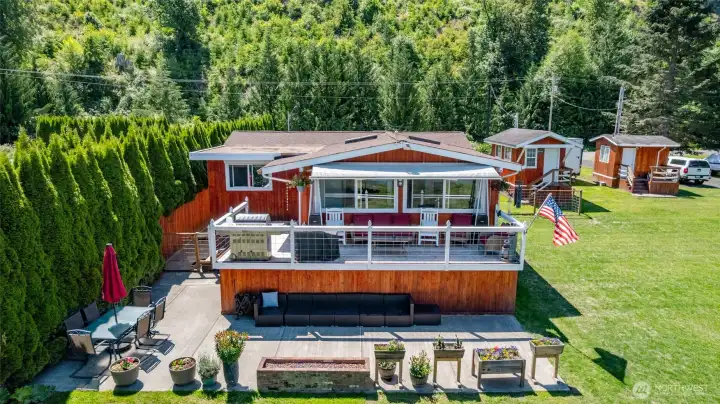 Main house offers privacy and convenience.