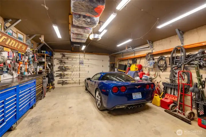 Detached garage with lots of storage space. Detached garage with lots of storage space.