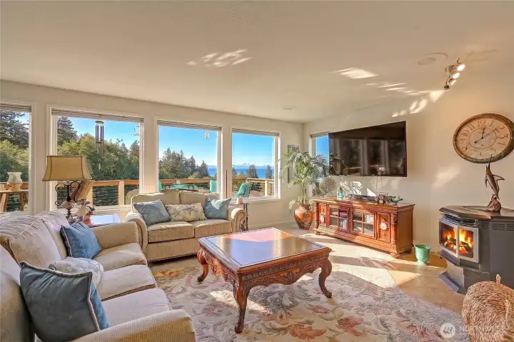 Enjoy water views from the comfort of your living room