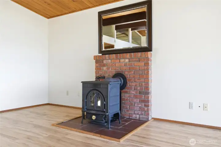 Wood Stove & Brick Hearth