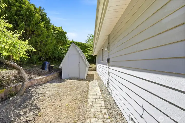 Storage shed and side yard