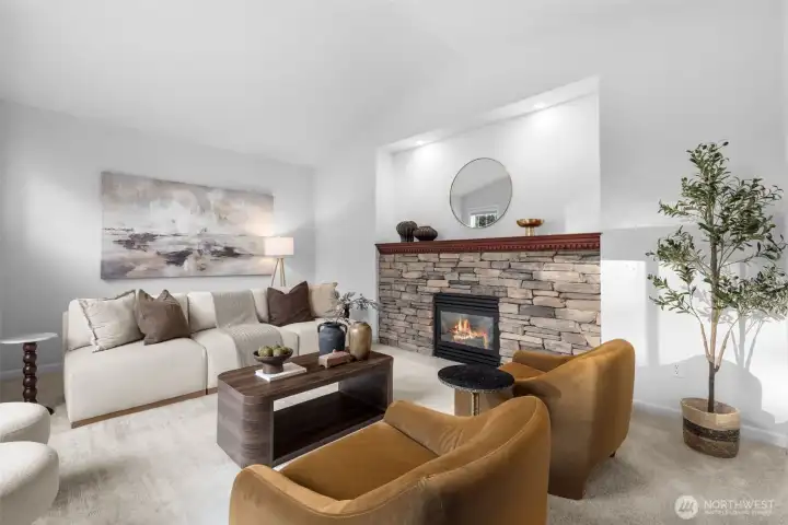 Cozy living room with gas fireplace