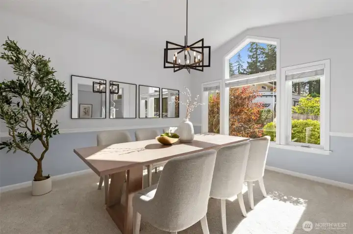 Sun-lit dining room with plenty of space