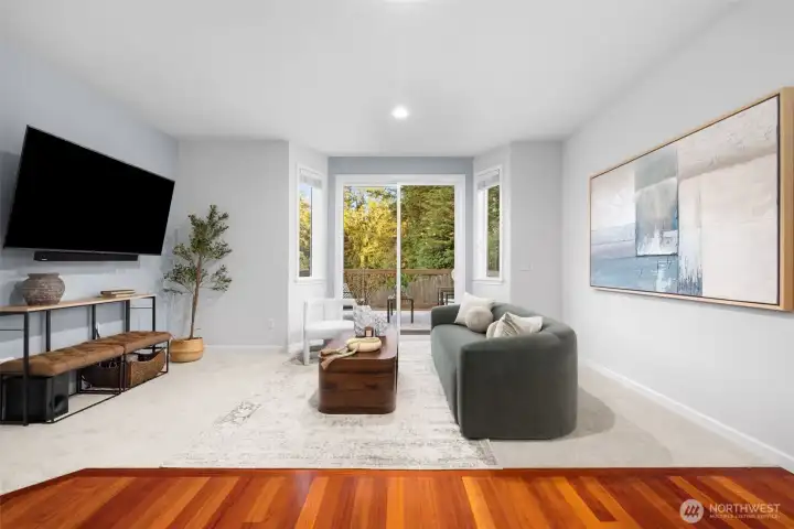 Family room with easy outdoor access and beautiful view