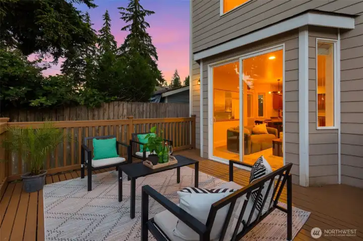 Beautiful deck off main living area with peaceful view