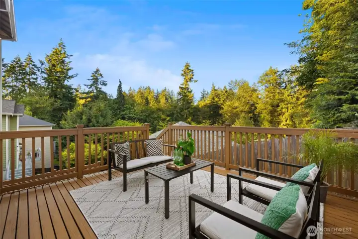 View from back deck off family room and kitchen area