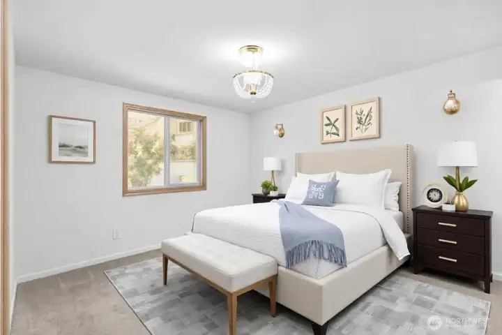 Primary bedroom virtually staged Primary bedroom virtually staged